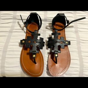 Tory Burch, Samdals, Black, Brown